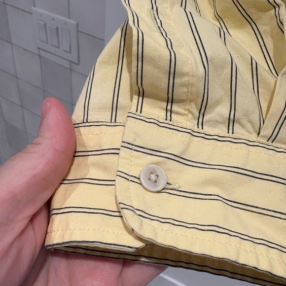Zara Yellow Casual Button Down Shirt with Stripes - Picture 4 of 4